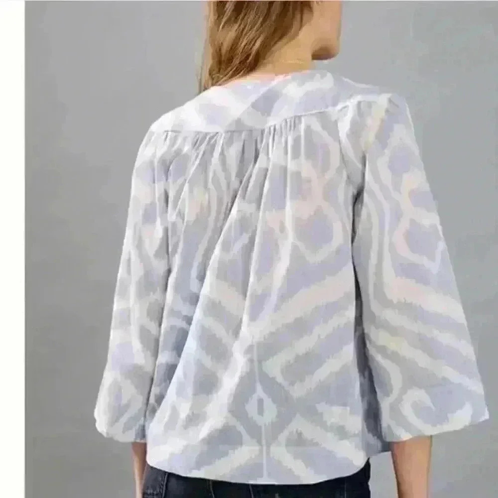 Anthropologie tops | Anthropologie Laverne kimono blue white blouse pullover - Picture 2 of 9